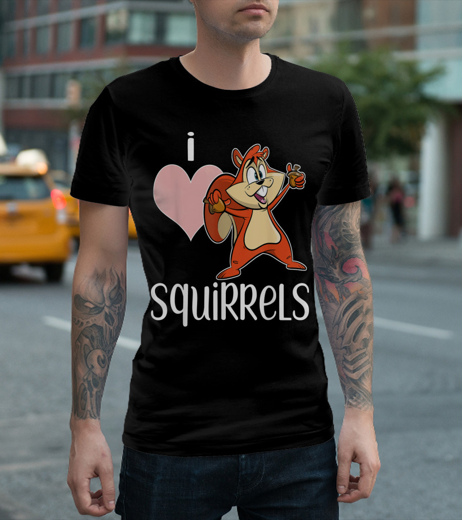 I Love Squirrels Squirrel Cartoon Character Fun T-Shirt