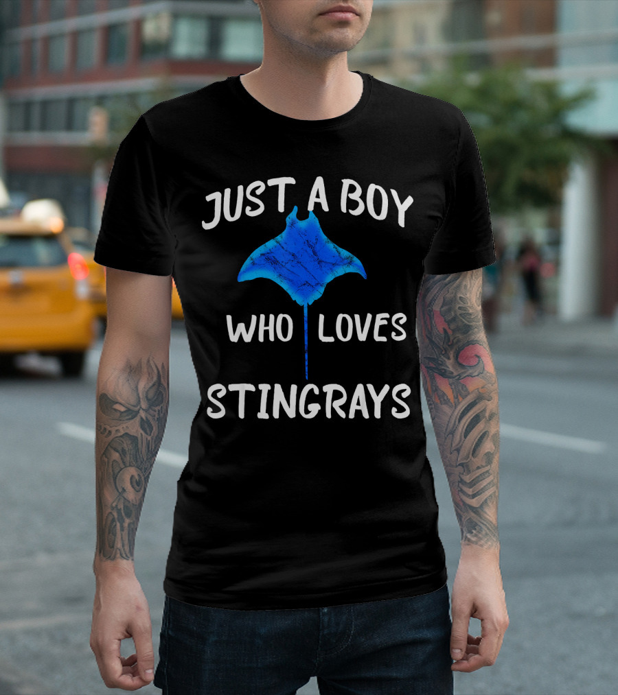 Just A Boy Who Loves Stingrays Manta Ray Blue T-Shirt