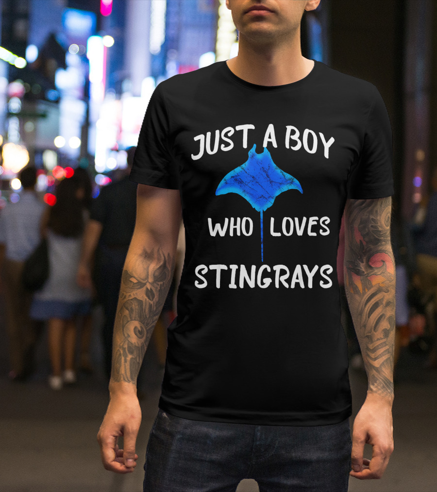 Just A Boy Who Loves Stingrays Manta Ray Blue T-Shirt