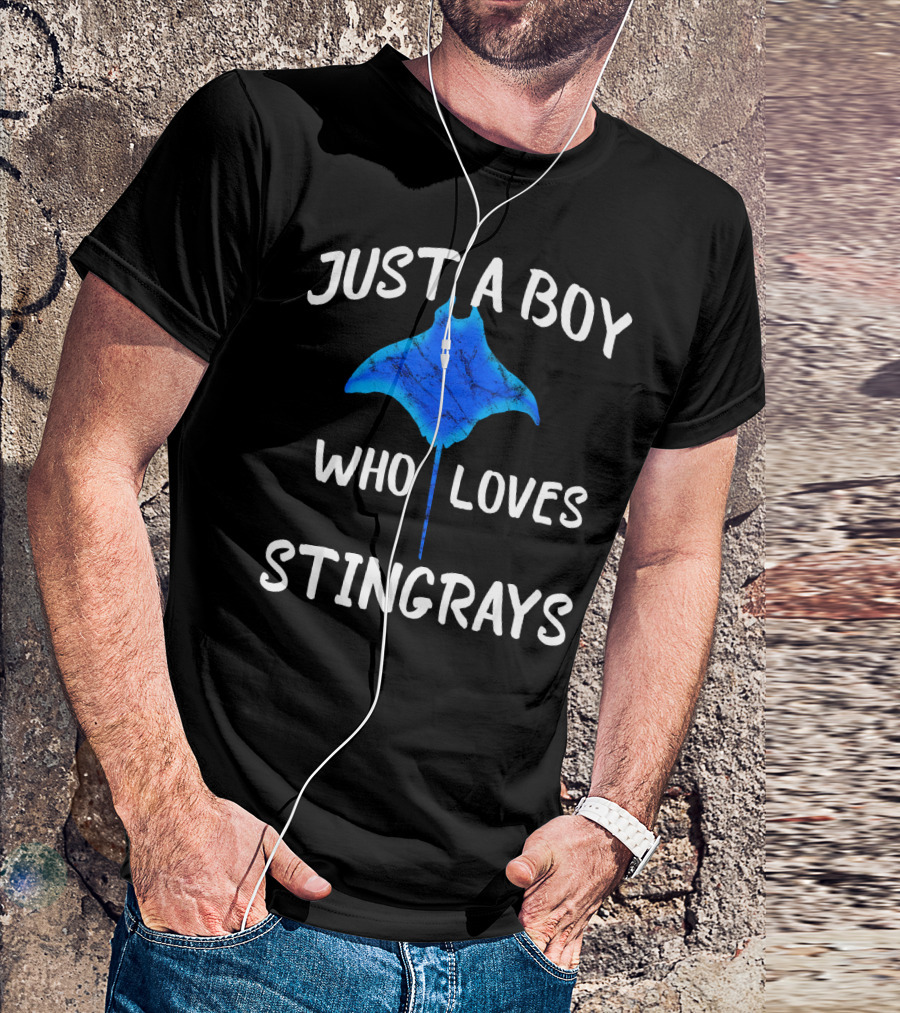 Just A Boy Who Loves Stingrays Manta Ray Blue T-Shirt