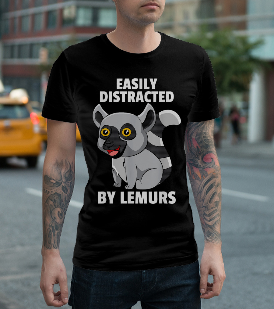 Easily Distracted by Lemurs Cute Funny Sifakas T-Shirt
