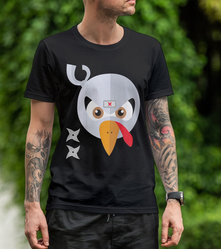 Ninja Turkey With Shuriken Eyes And Headband T-Shirt