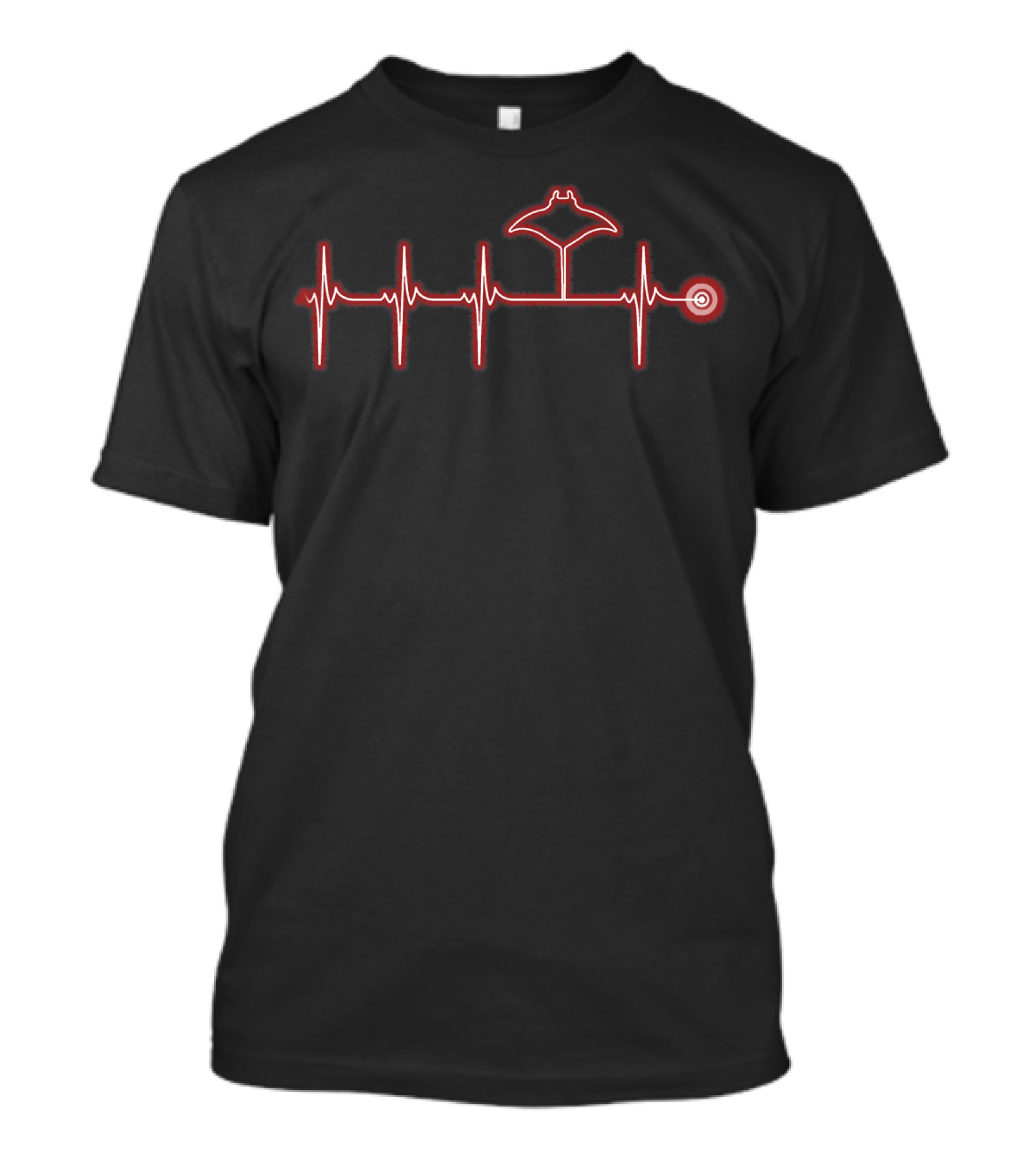 Manta Ray Heartbeat Red EKG Line T-Shirt