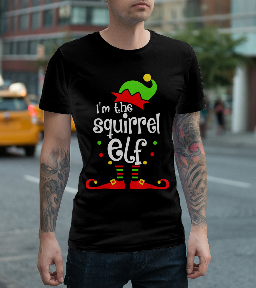 I'm The Squirrel Elf with Green and Red Elf Hat and Shoes T-Shirt