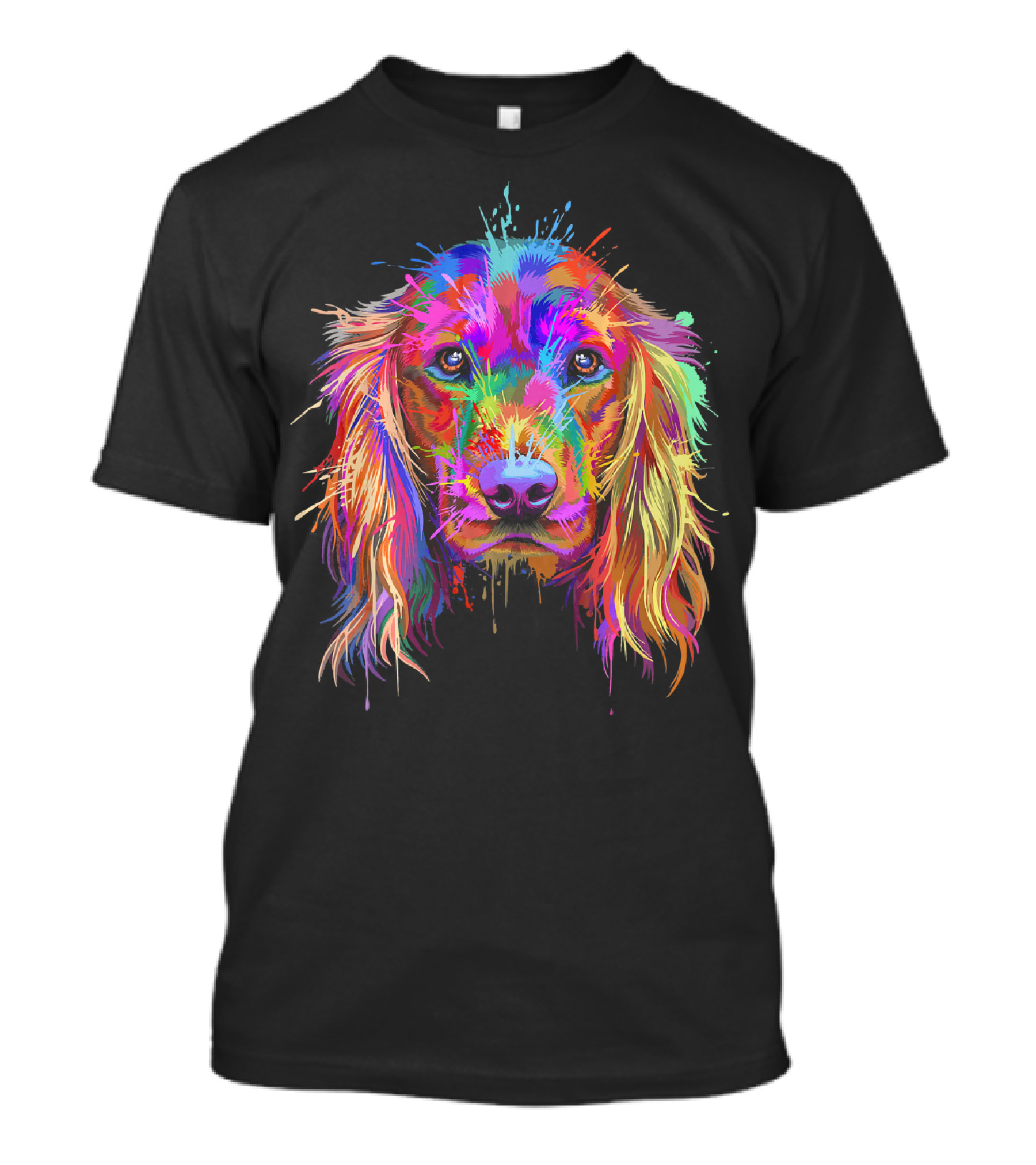 Splash Art Cocker Spaniel Colorful Paint Splatter T-Shirt