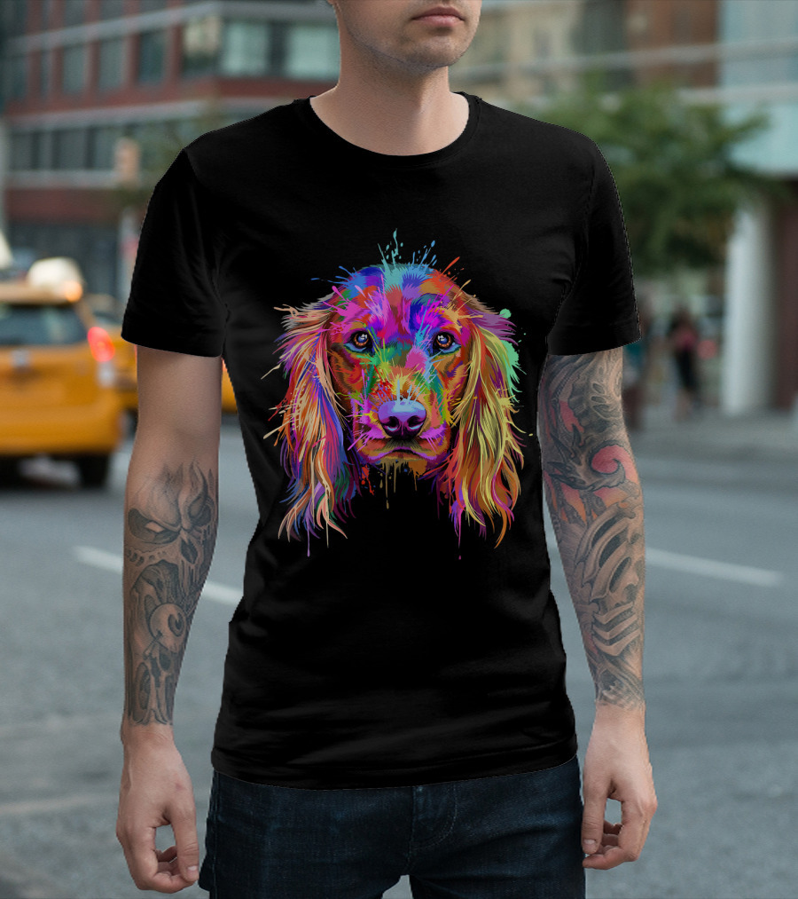 Splash Art Cocker Spaniel Colorful Paint Splatter T-Shirt