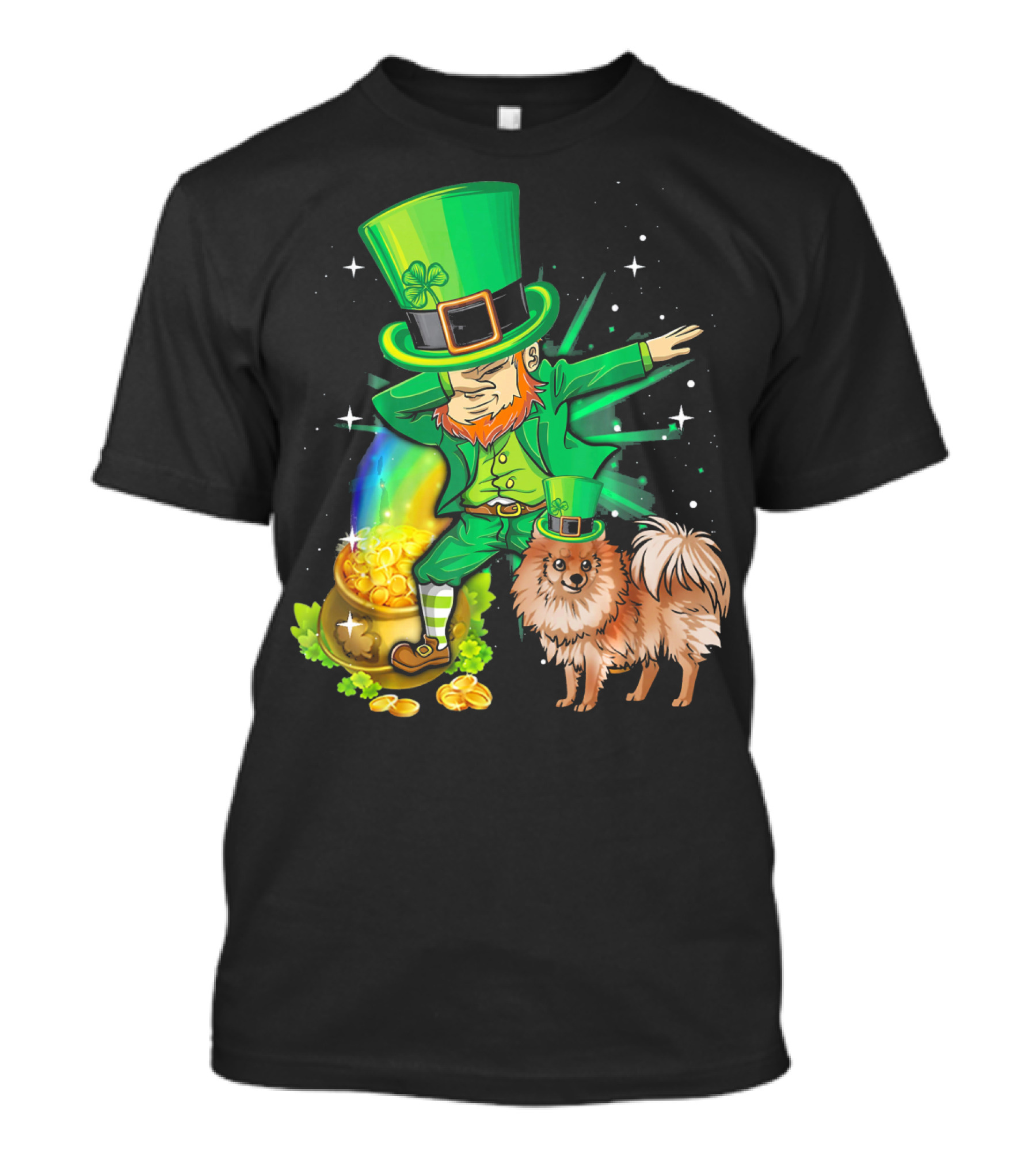 Leprechaun Dance With Pomeranian And Pot Of Gold T-Shirt