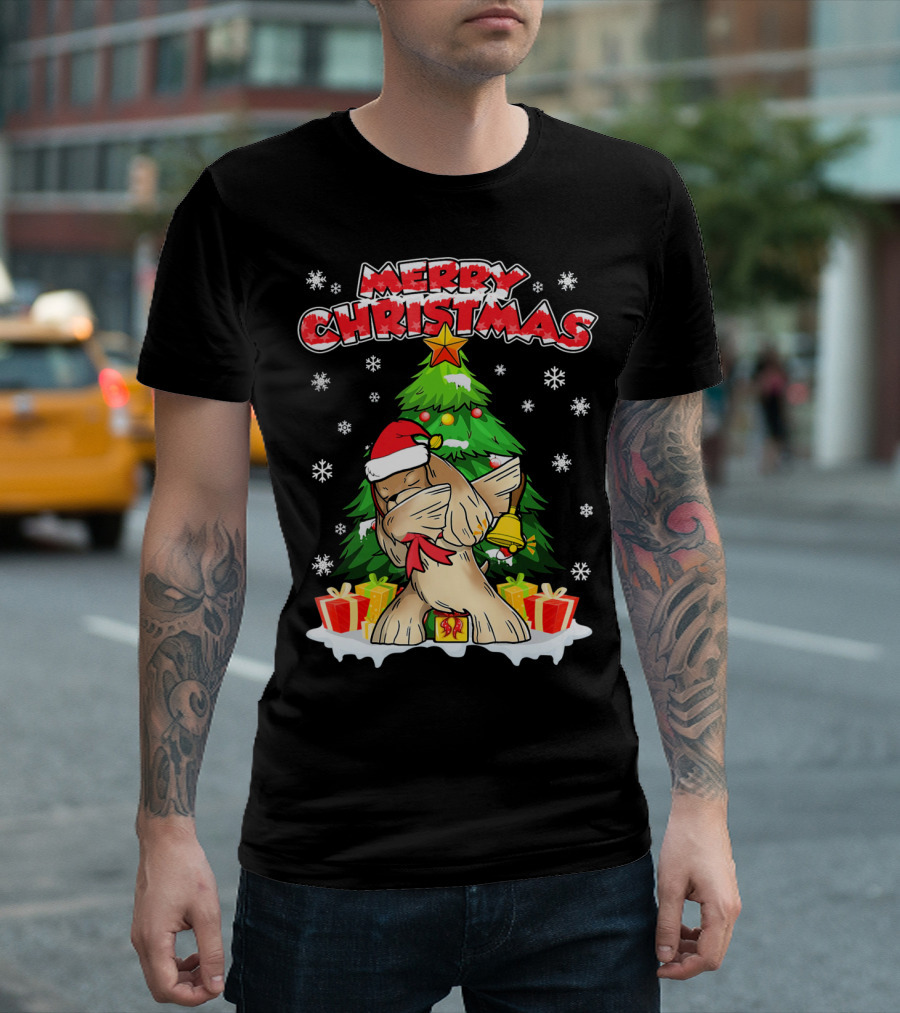 Merry Christmas Funny Dabbing Cocker Spaniel With Tree And Gifts T-Shirt