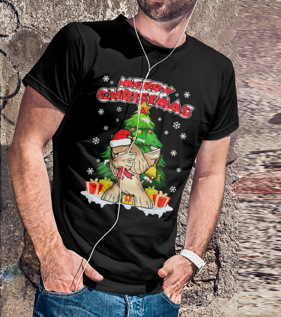 Merry Christmas Funny Dabbing Cocker Spaniel With Tree And Gifts T-Shirt