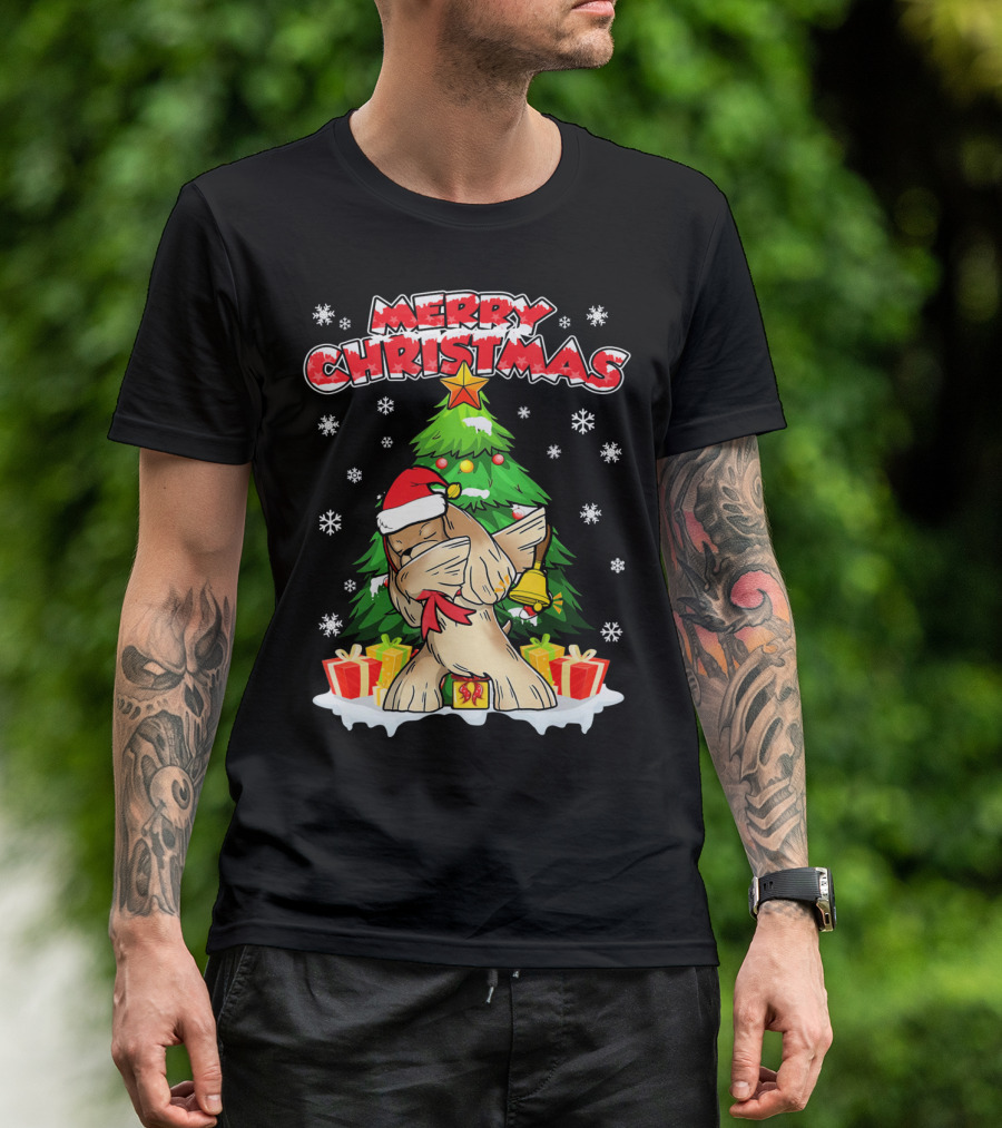 Merry Christmas Funny Dabbing Cocker Spaniel With Tree And Gifts T-Shirt
