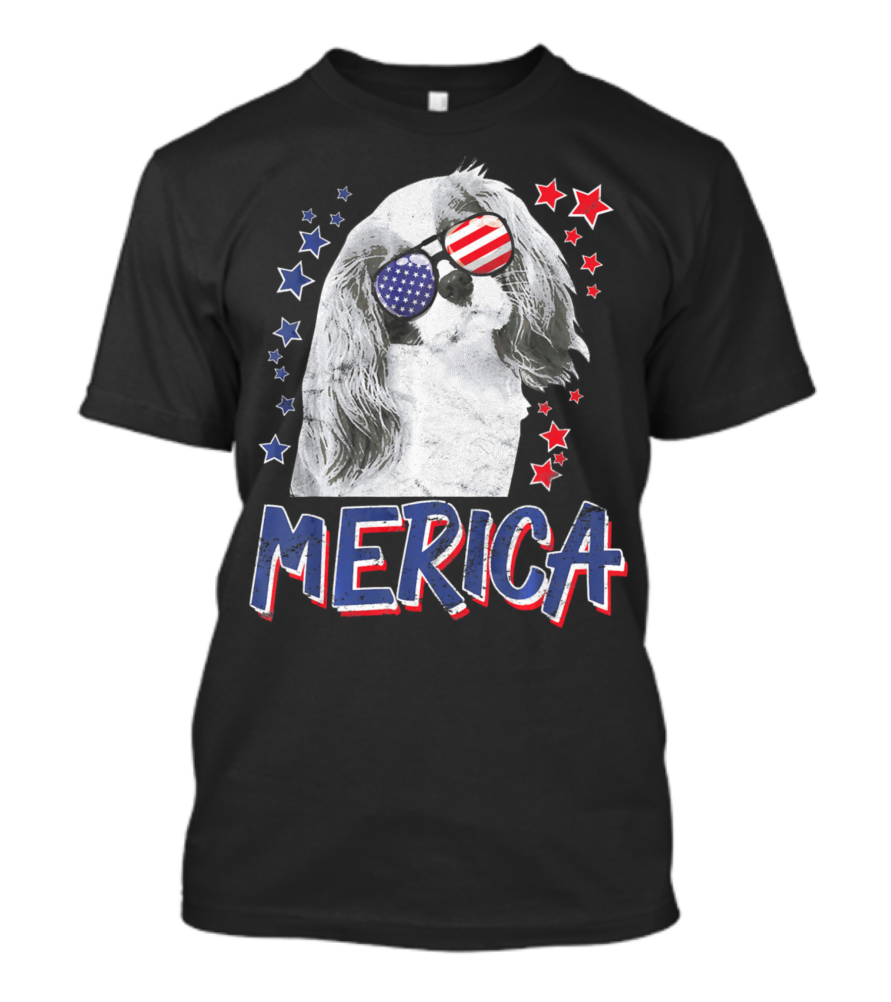 MERICA Cavalier King Charles Spaniel Sunglasses Stars USA Flag T-Shirt