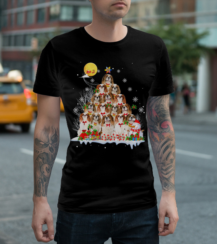 Cavalier King Charles Spaniel Dog Christmas Tree Reindeer Snowman Santa T-Shirt