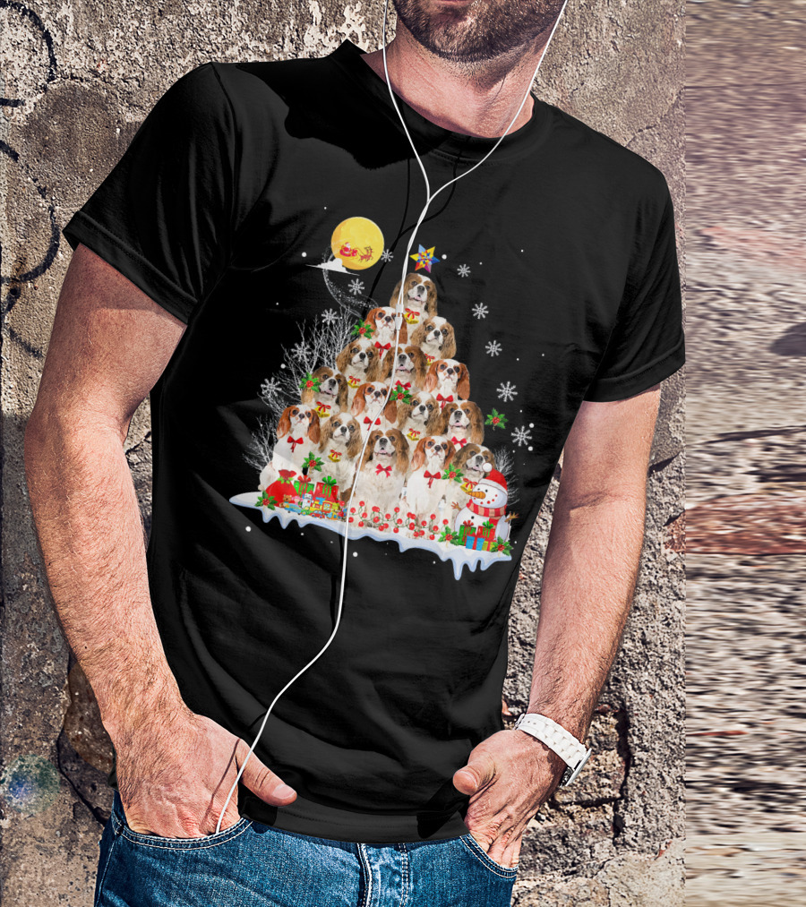 Cavalier King Charles Spaniel Dog Christmas Tree Reindeer Snowman Santa T-Shirt