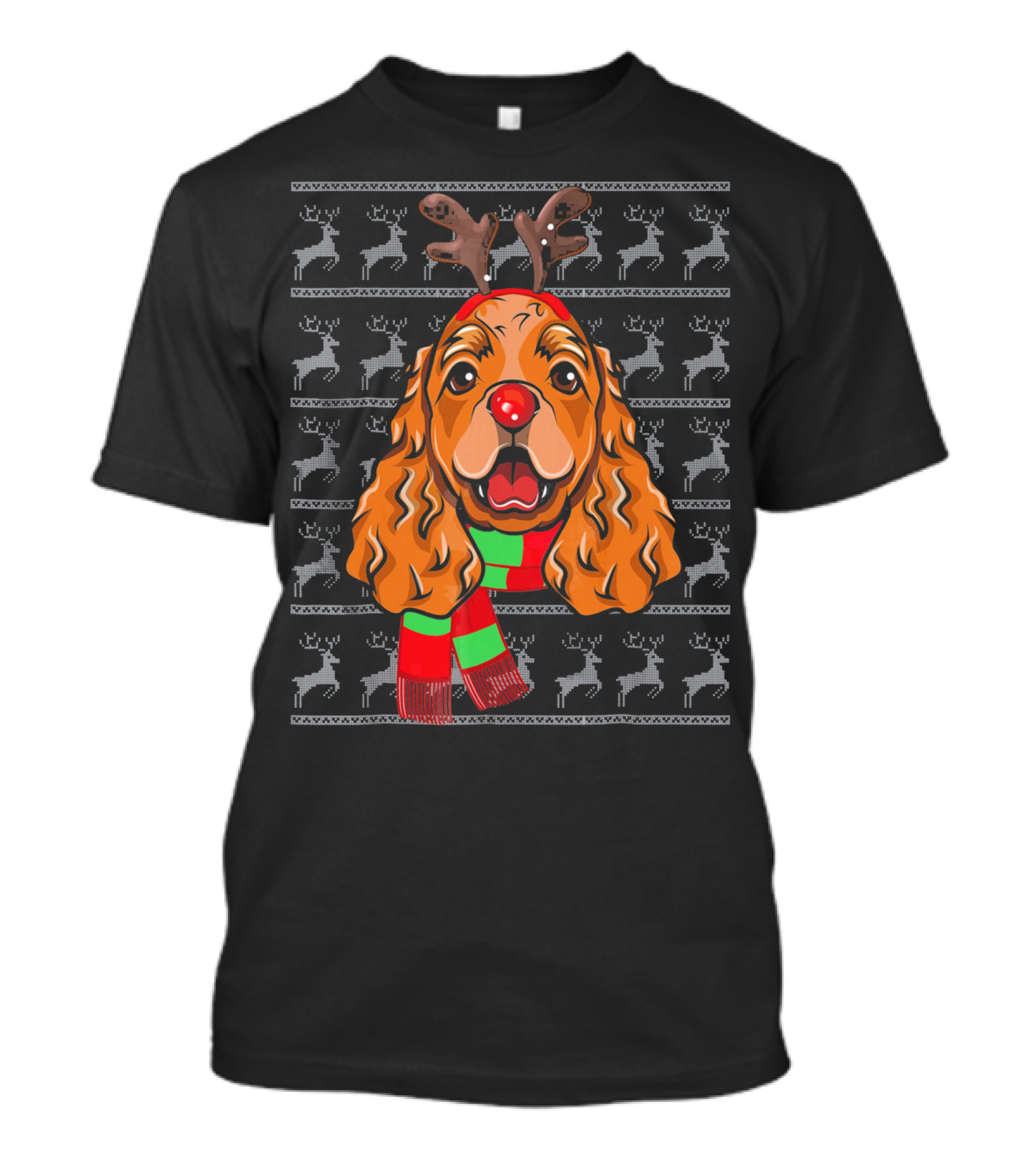 Cocker Spaniel Reindeer Festive T-Shirt