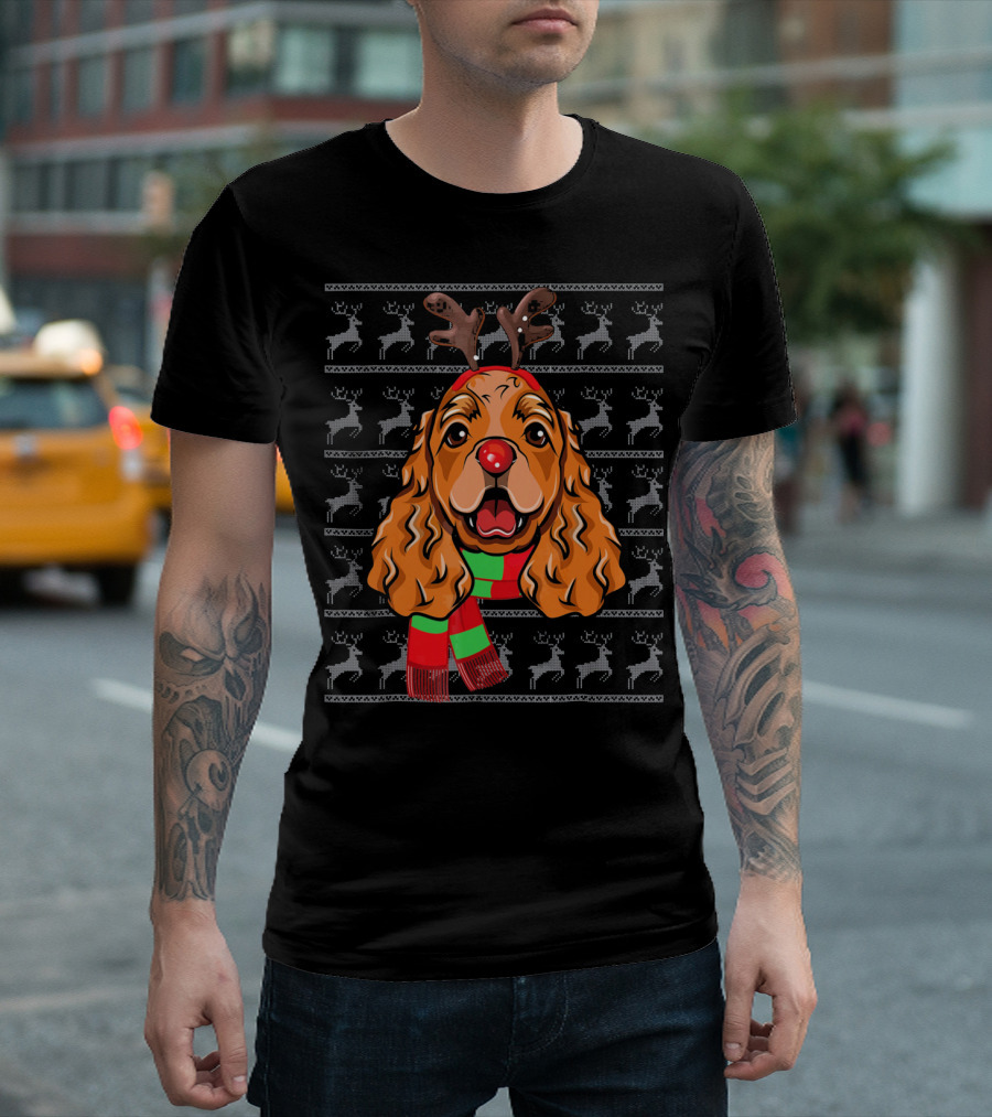 Cocker Spaniel Reindeer Festive T-Shirt