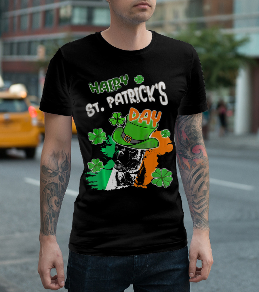 Hairy St. Patrick's Day Irish Flag Clover Hat T-Shirt