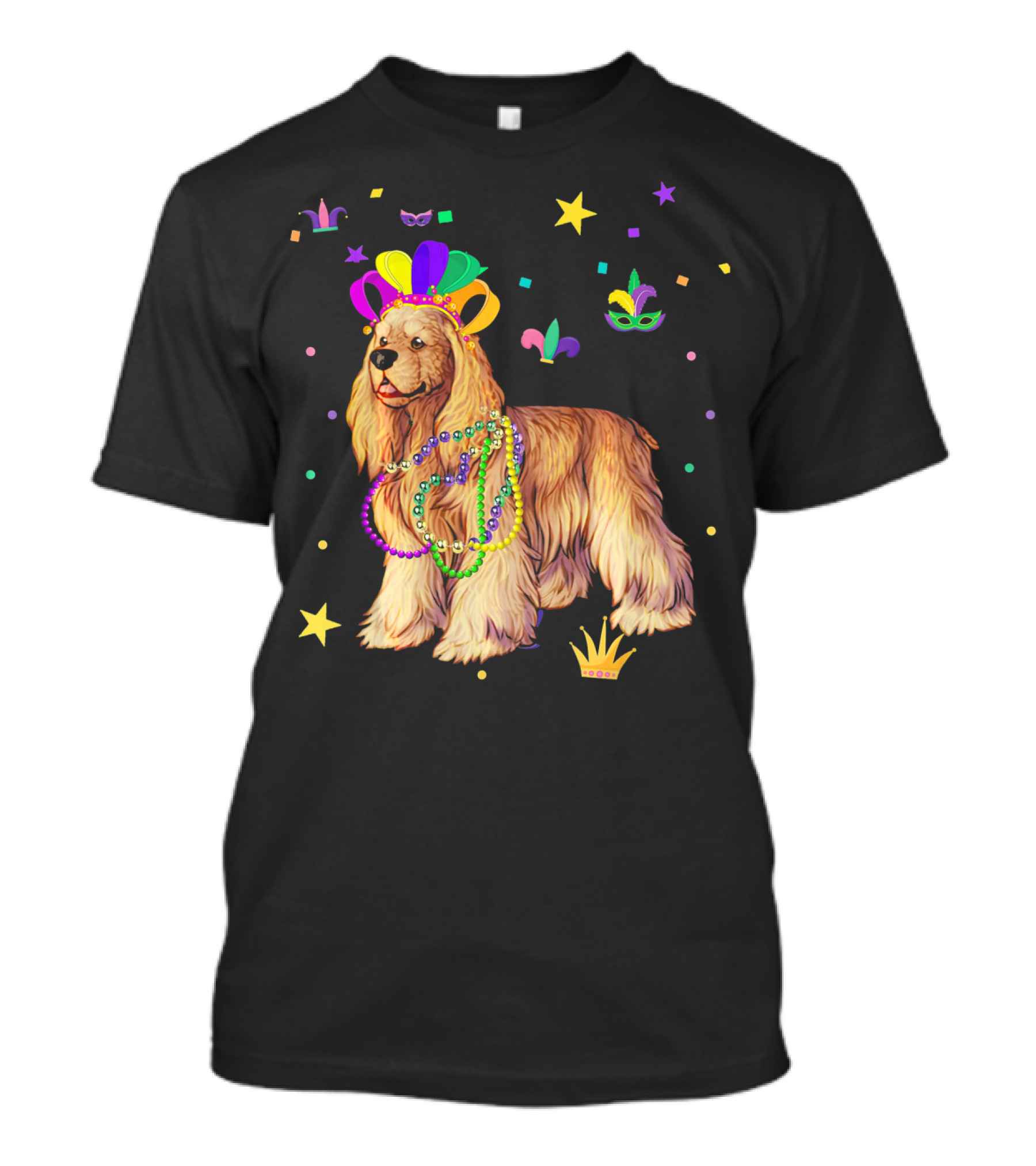 Cocker Spaniel Mardi Gras Beads And Masks T-Shirt
