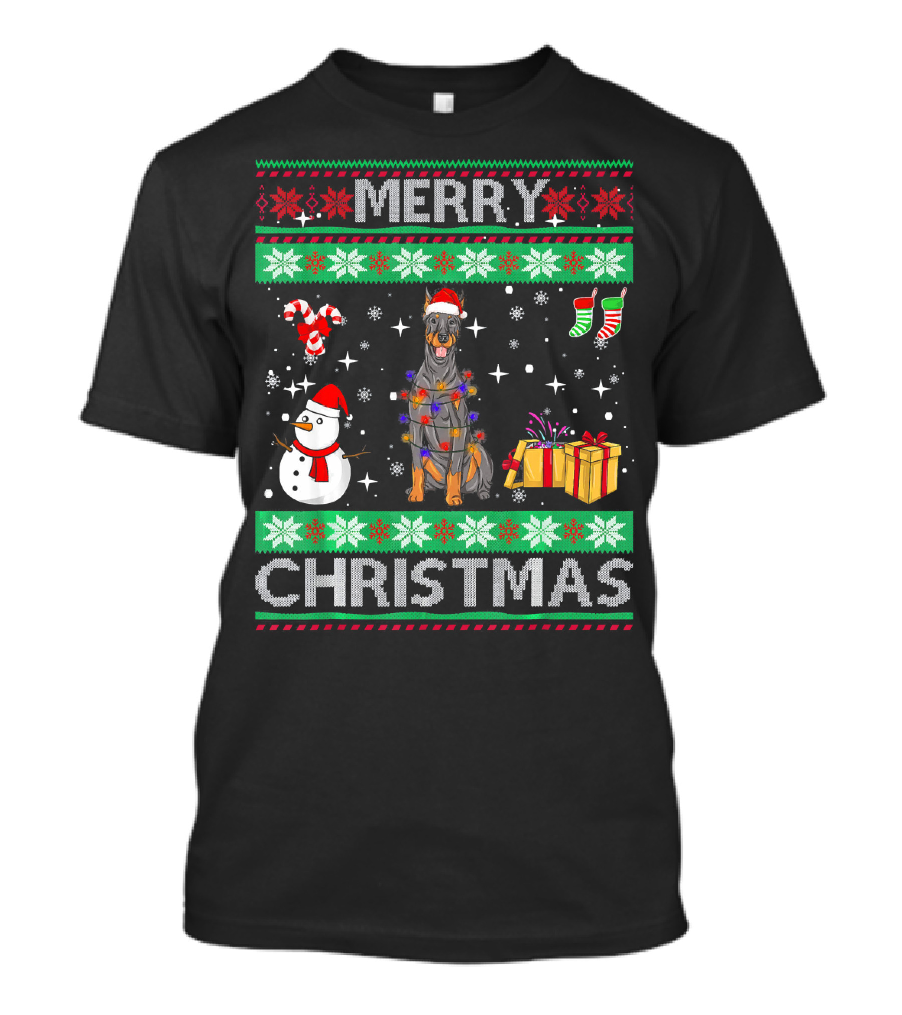 Merry Christmas Doberman Pinscher Dog Owner Holiday T-Shirt