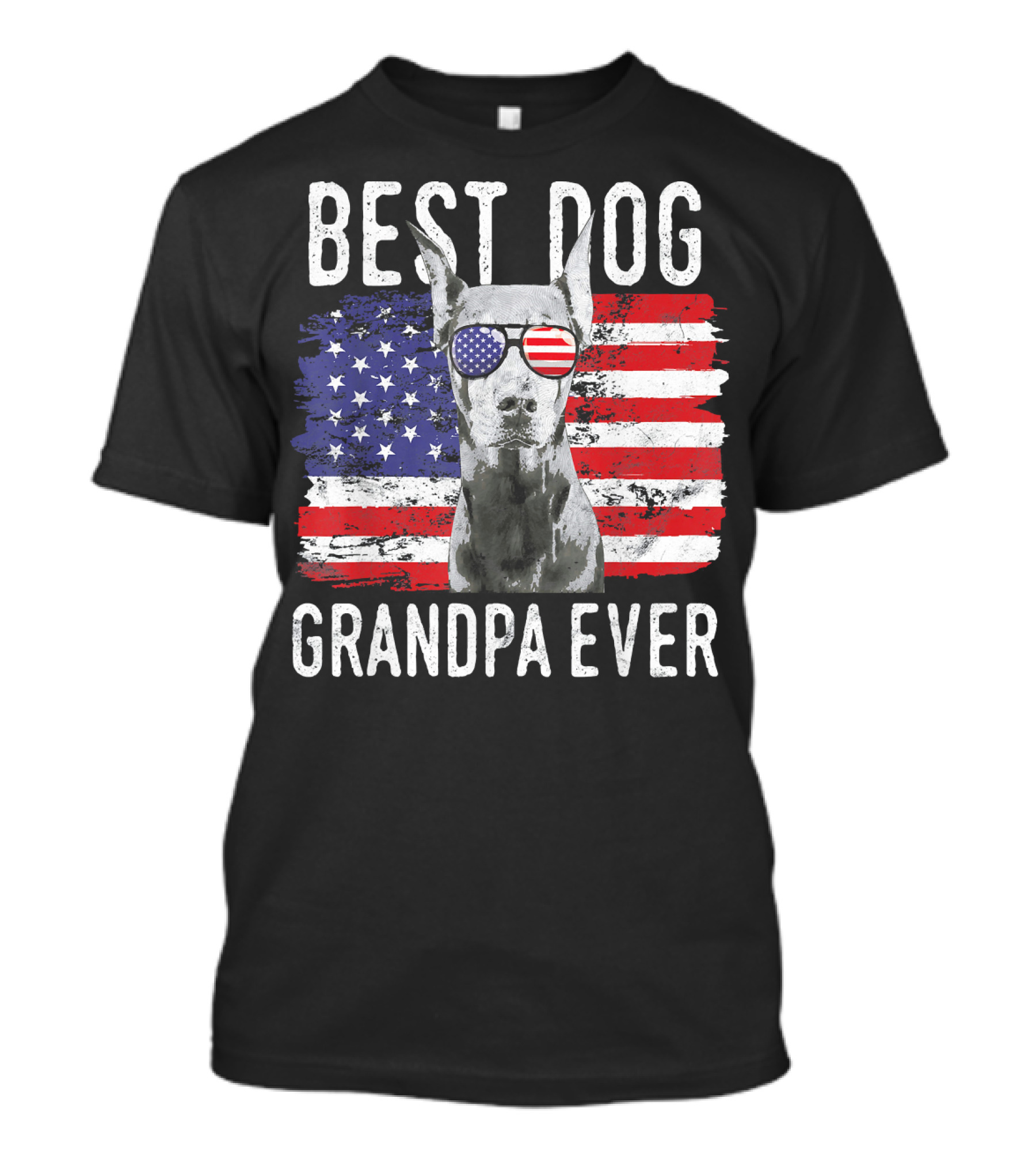 Mens Best Dog Grandpa Ever American Flag Sunglasses T-Shirt