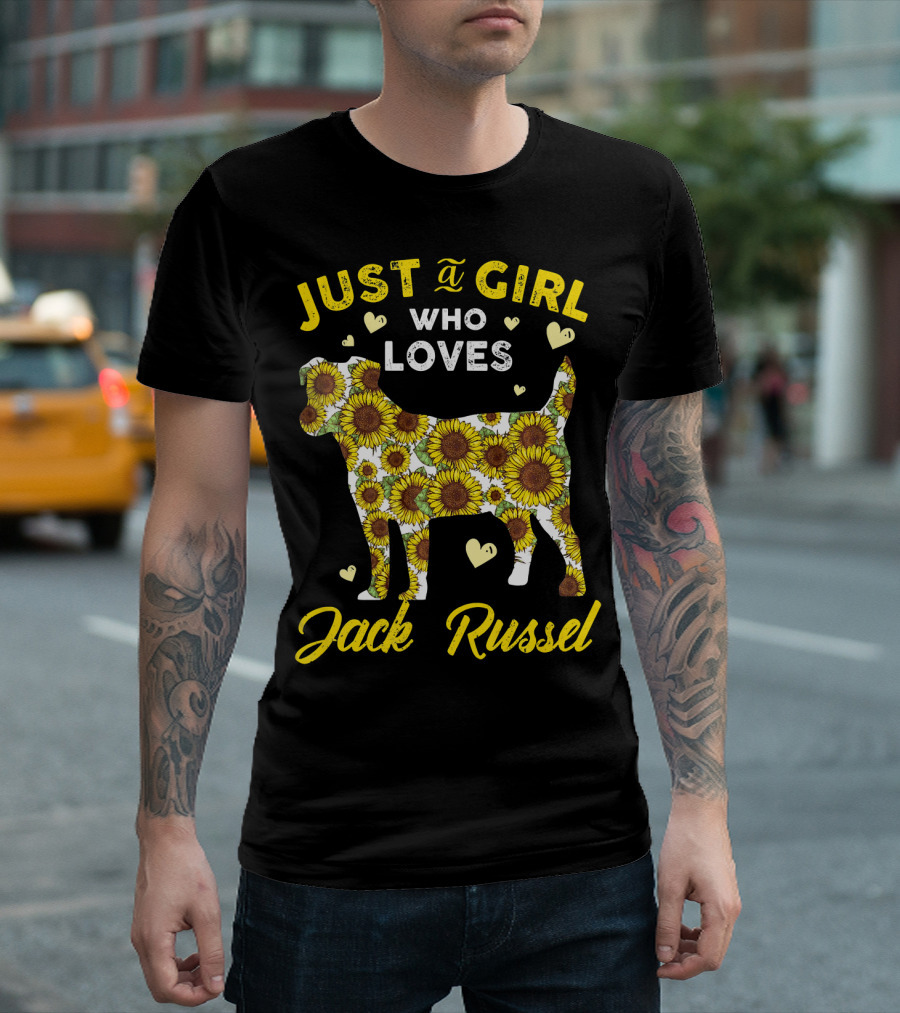 Just A Girl Who Loves Jack Russell Terri Sunflower T-Shirt