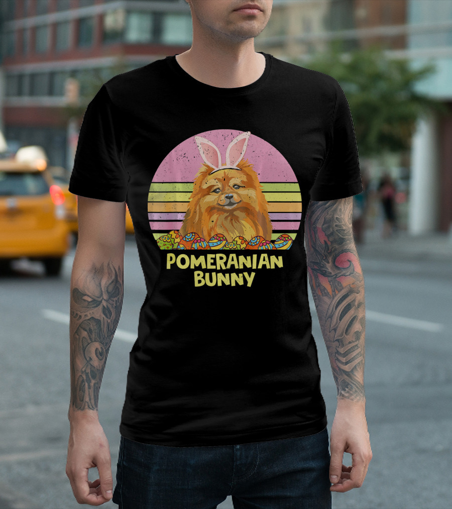 Pomeranian Bunny Dog Lover Vintage Easter T-Shirt