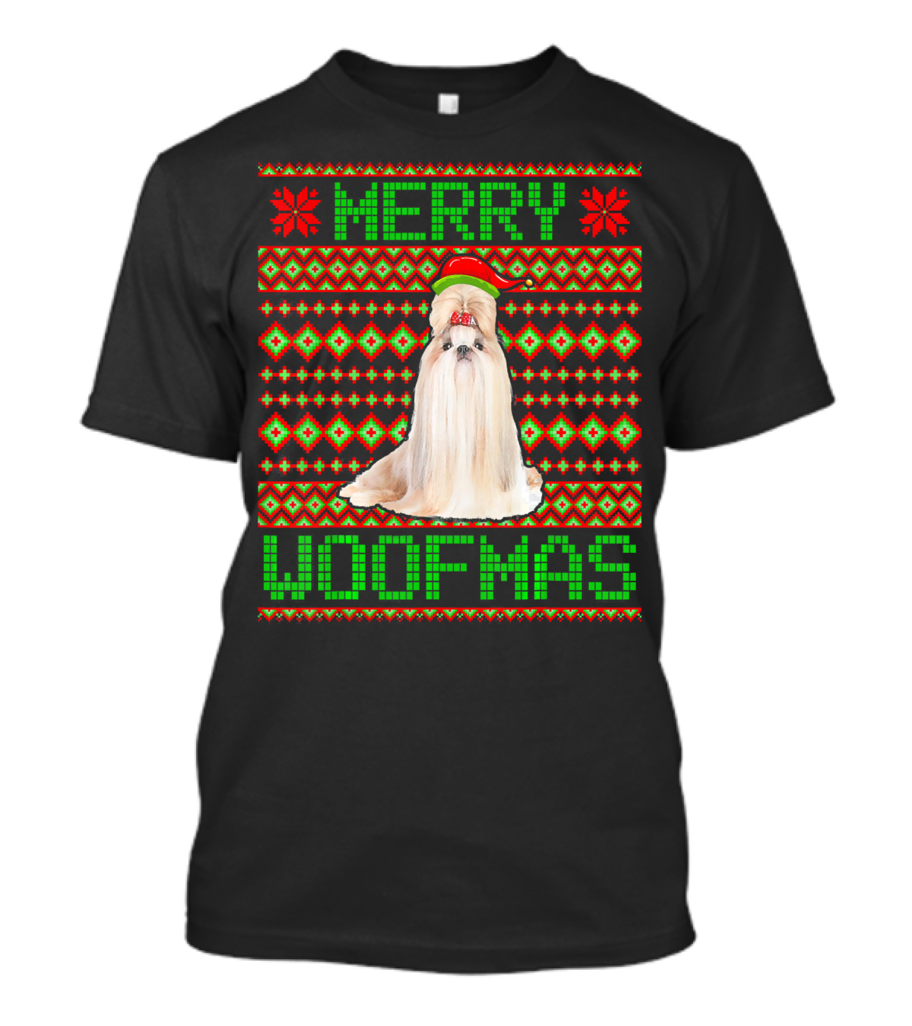 Merry Woofmas Shih Tzu Dog Santa Xmas Ugly T-Shirt