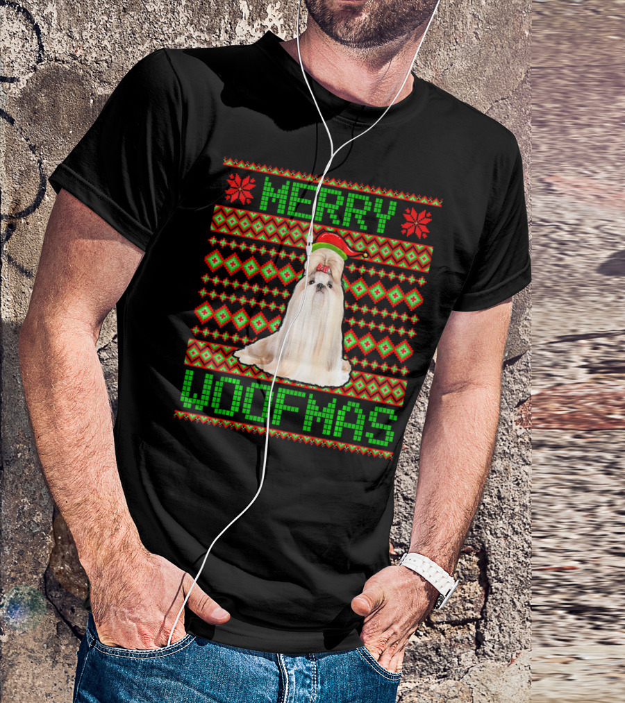 Merry Woofmas Shih Tzu Dog Santa Xmas Ugly T-Shirt