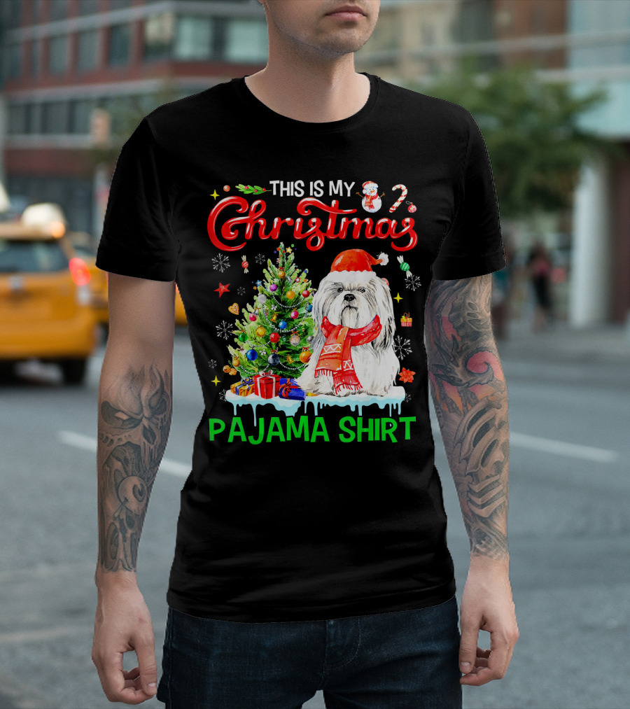 This Is My Christmas Pajama Shirt Shih Tzu Dog T-Shirt