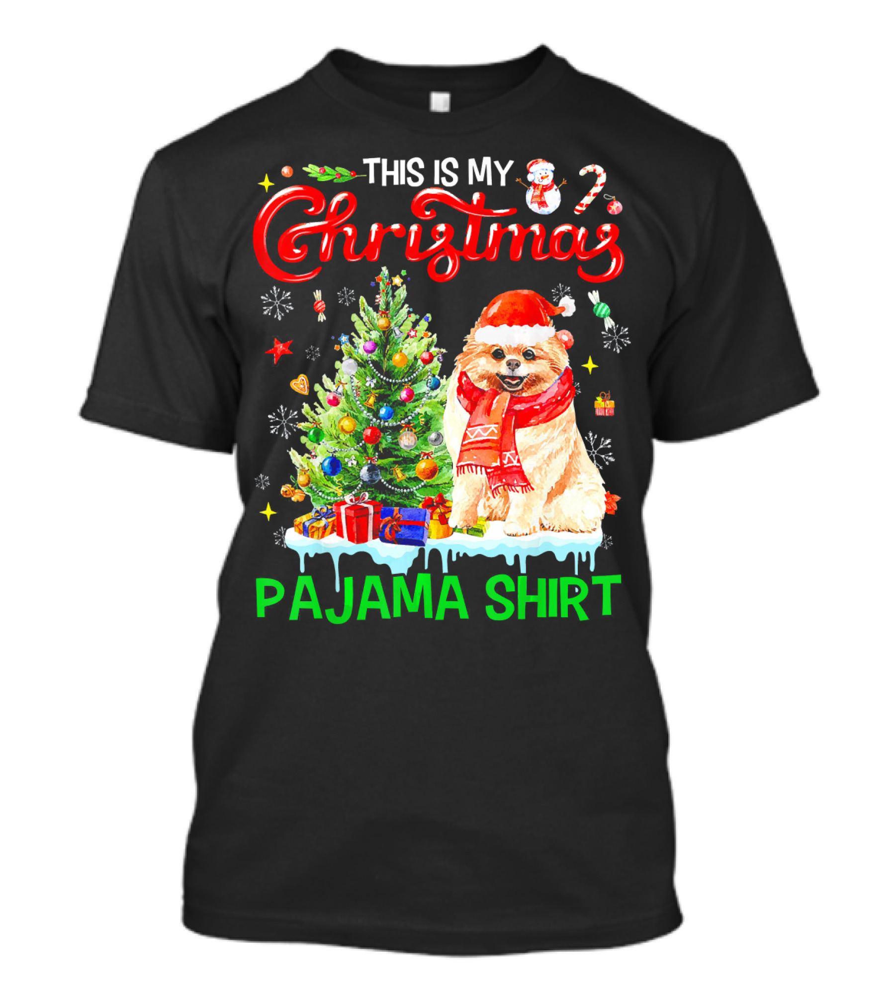 This Is My Christmas Pajama Shirt Pomeranian Dog T-Shirt