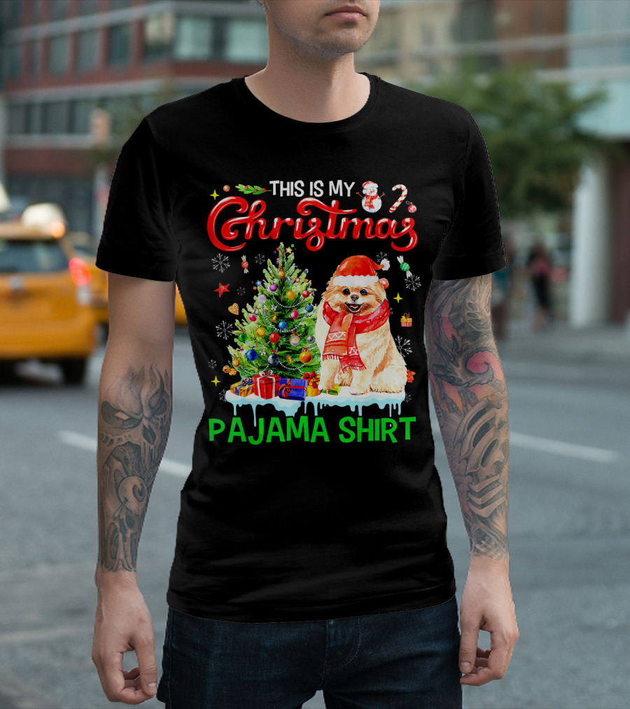 This Is My Christmas Pajama Shirt Pomeranian Dog T-Shirt