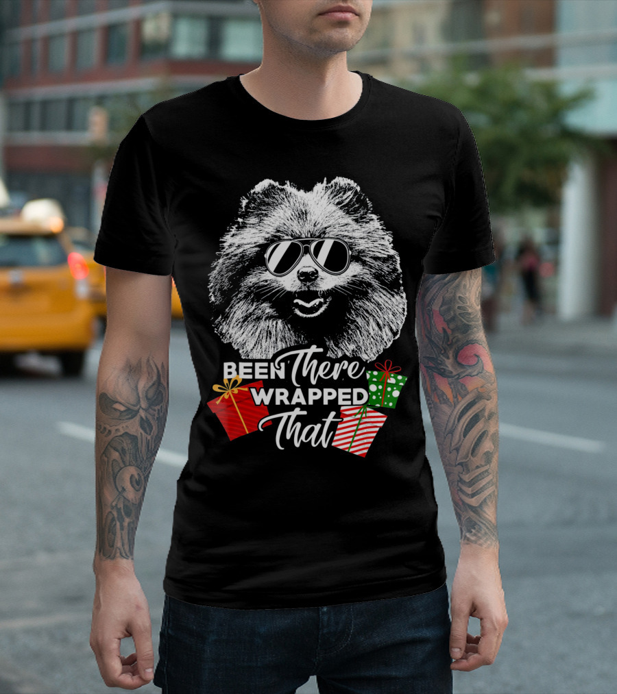 Been There Wrapped That Pomeranian With Sunglasses And Gifts T-Shirt