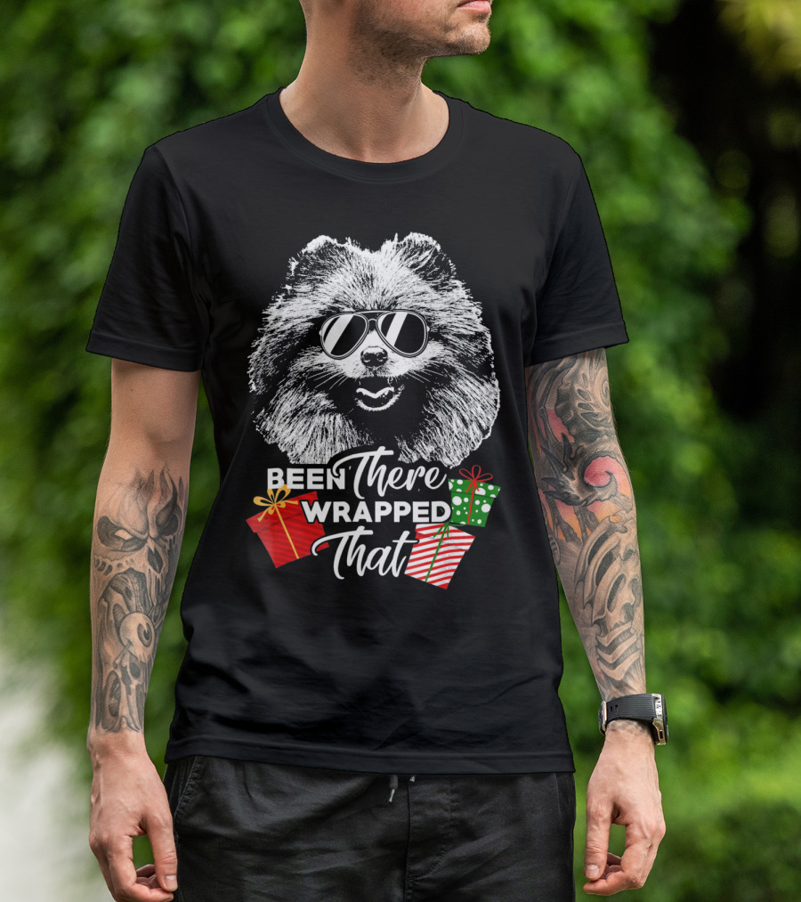 Been There Wrapped That Pomeranian With Sunglasses And Gifts T-Shirt