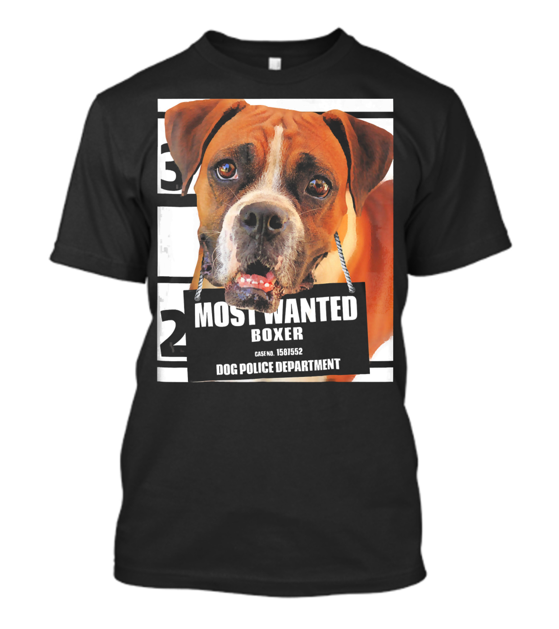 Most Wanted Boxer Dog Case No. 1561552 Dog Police Department T-Shirt