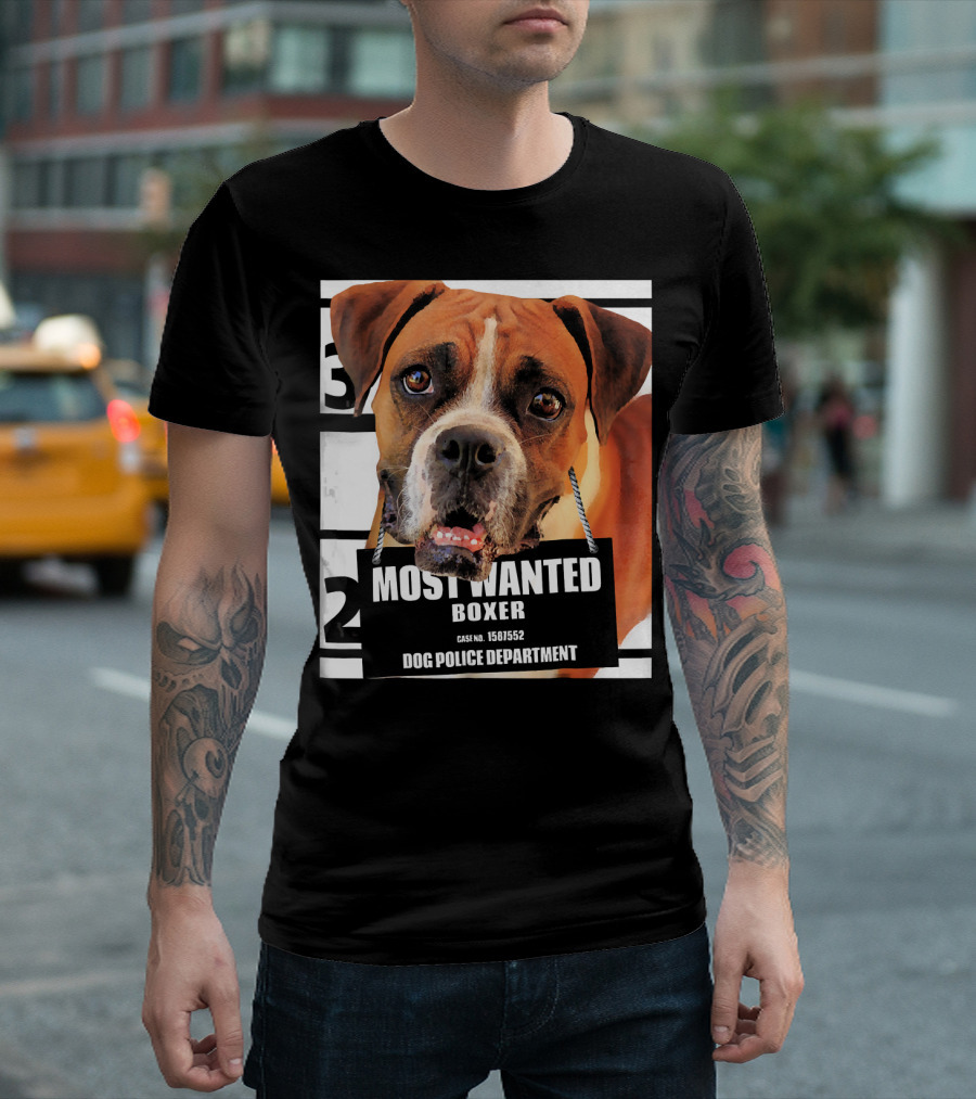 Most Wanted Boxer Dog Case No. 1561552 Dog Police Department T-Shirt