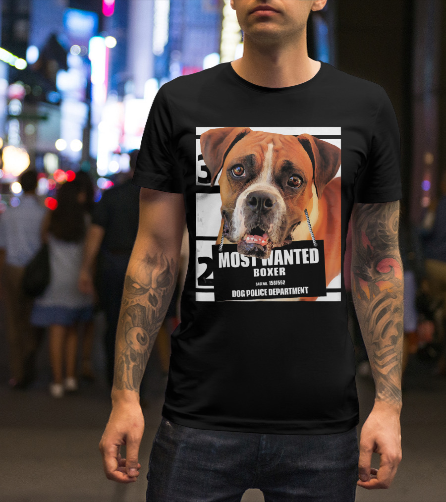 Most Wanted Boxer Dog Case No. 1561552 Dog Police Department T-Shirt