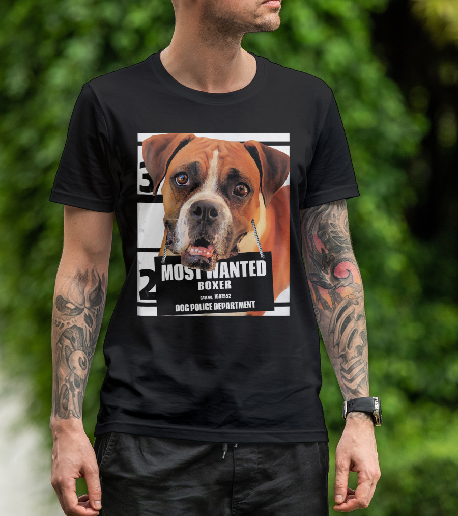 Most Wanted Boxer Dog Case No. 1561552 Dog Police Department T-Shirt