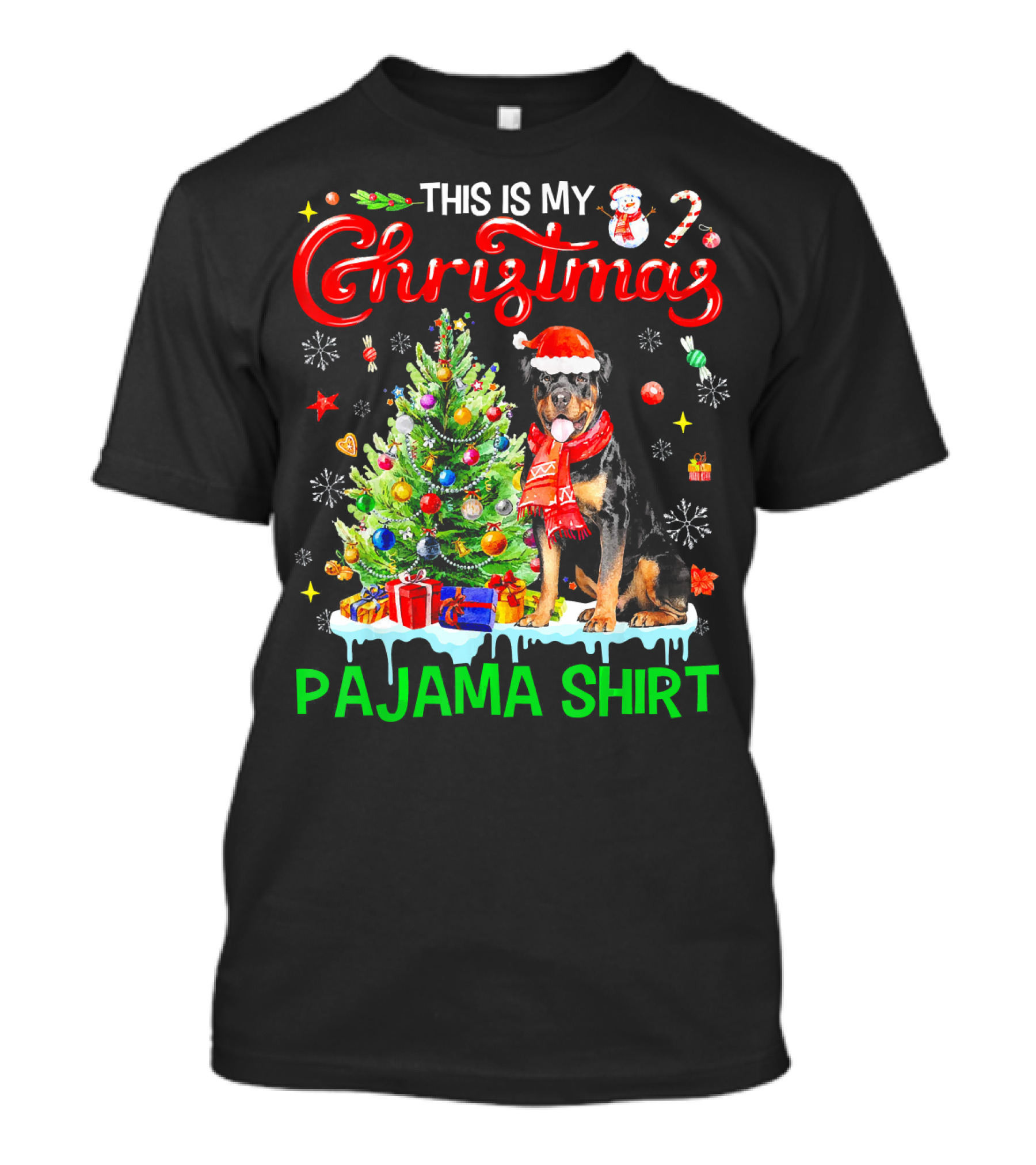 This Is My Christmas Pajama Shirt Rottweiler Dog T-Shirt