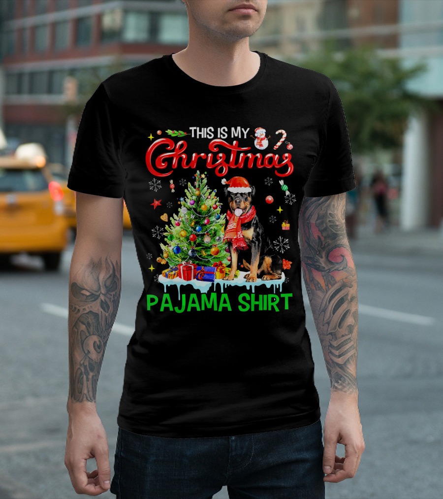 This Is My Christmas Pajama Shirt Rottweiler Dog T-Shirt