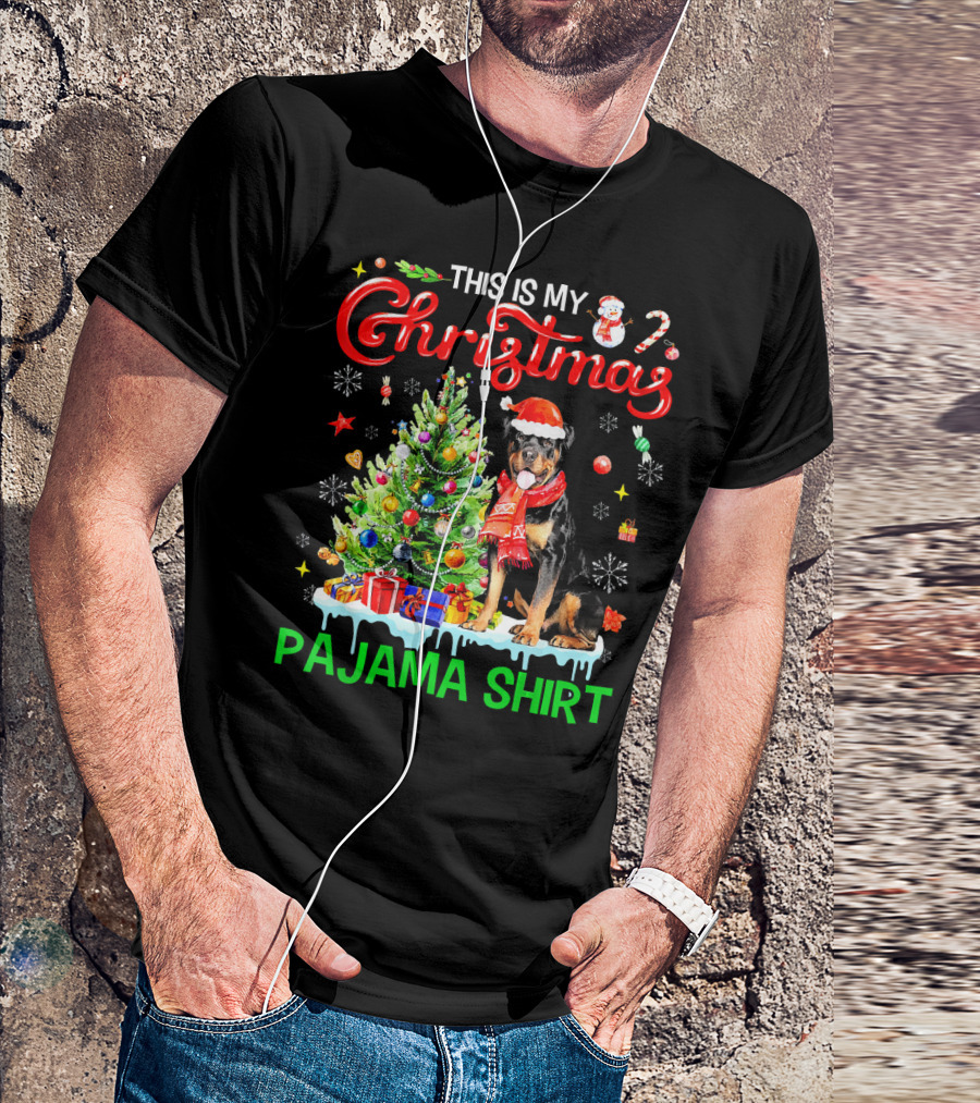 This Is My Christmas Pajama Shirt Rottweiler Dog T-Shirt