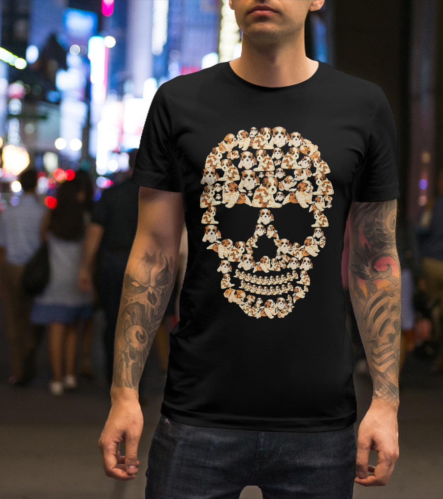 Funny Shih Tzu Skull Dogs Skull T-Shirt