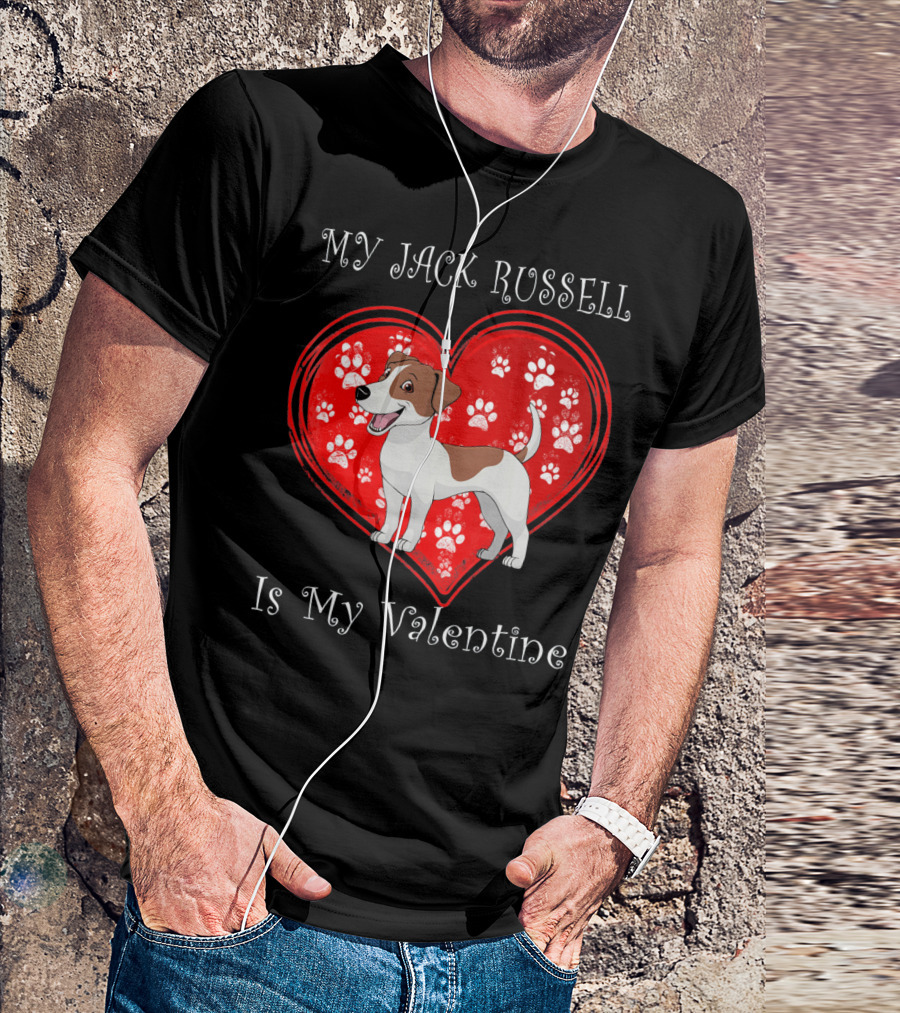 My Jack Russell Is My Valentine Paw Heart T-Shirt