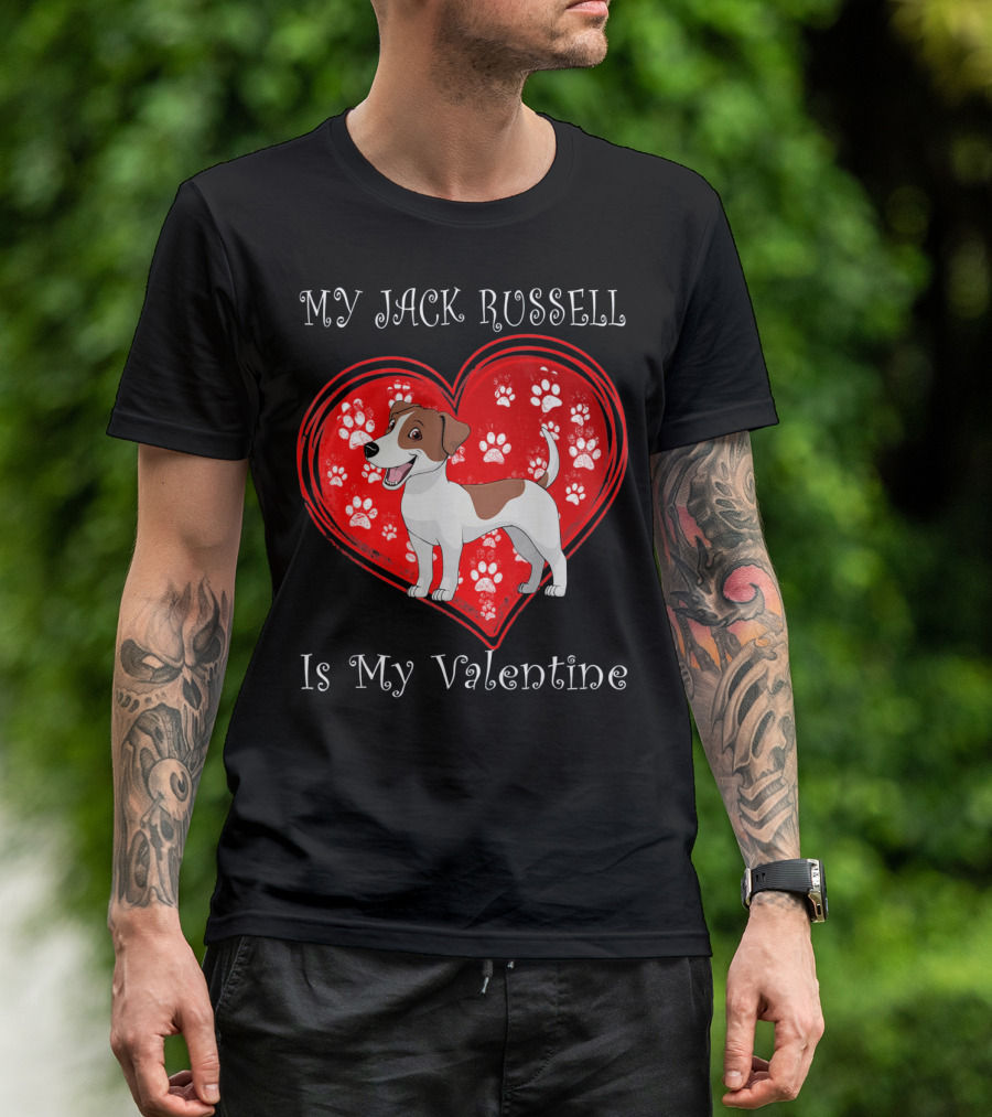 My Jack Russell Is My Valentine Paw Heart T-Shirt