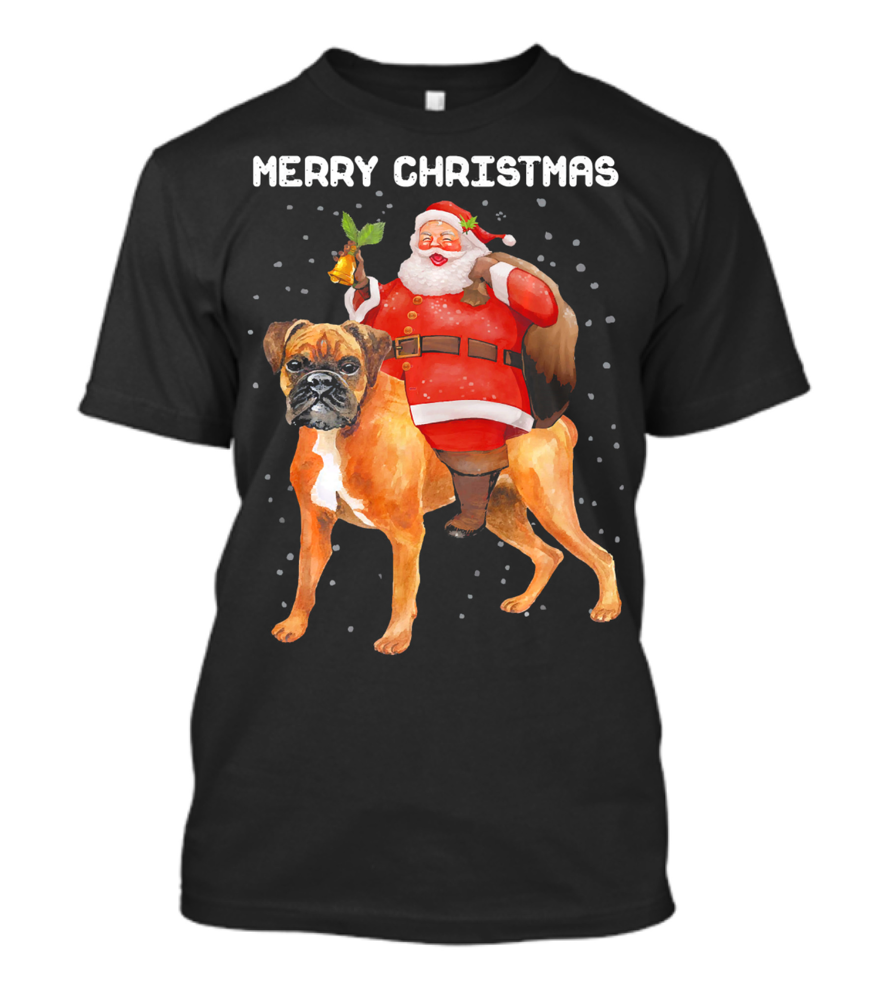 Merry Christmas Santa Riding Boxer Dog T-Shirt