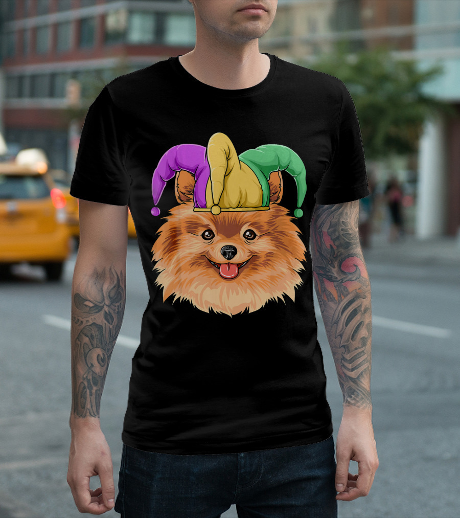 Mardi Gras Pomeranian Jester Hat Carnival Pomer T-Shirt