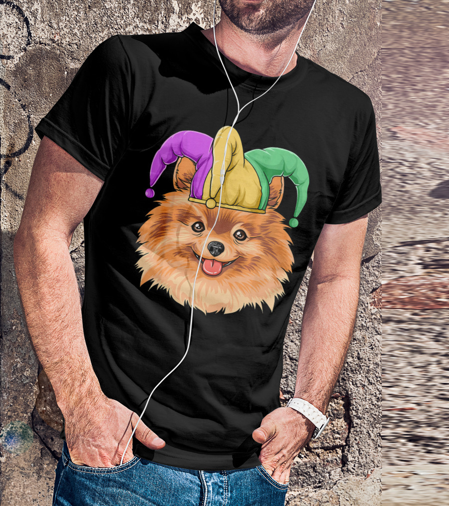 Mardi Gras Pomeranian Jester Hat Carnival Pomer T-Shirt