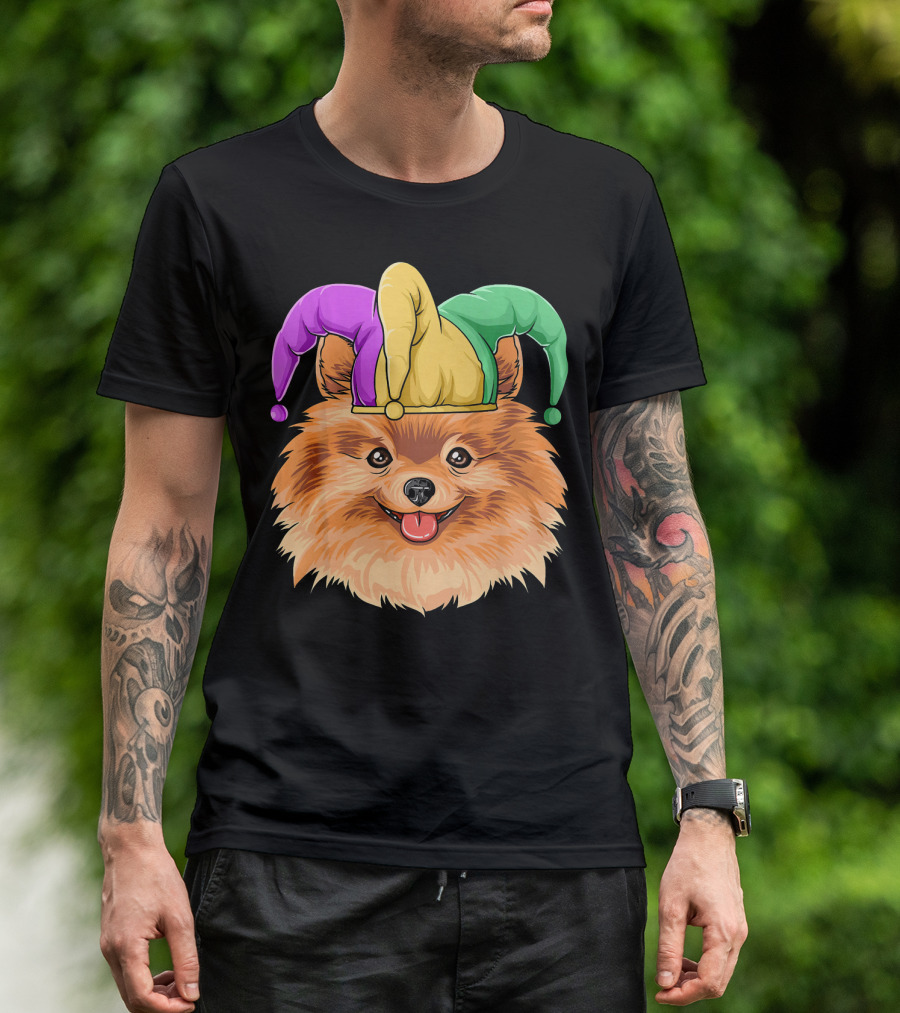 Mardi Gras Pomeranian Jester Hat Carnival Pomer T-Shirt