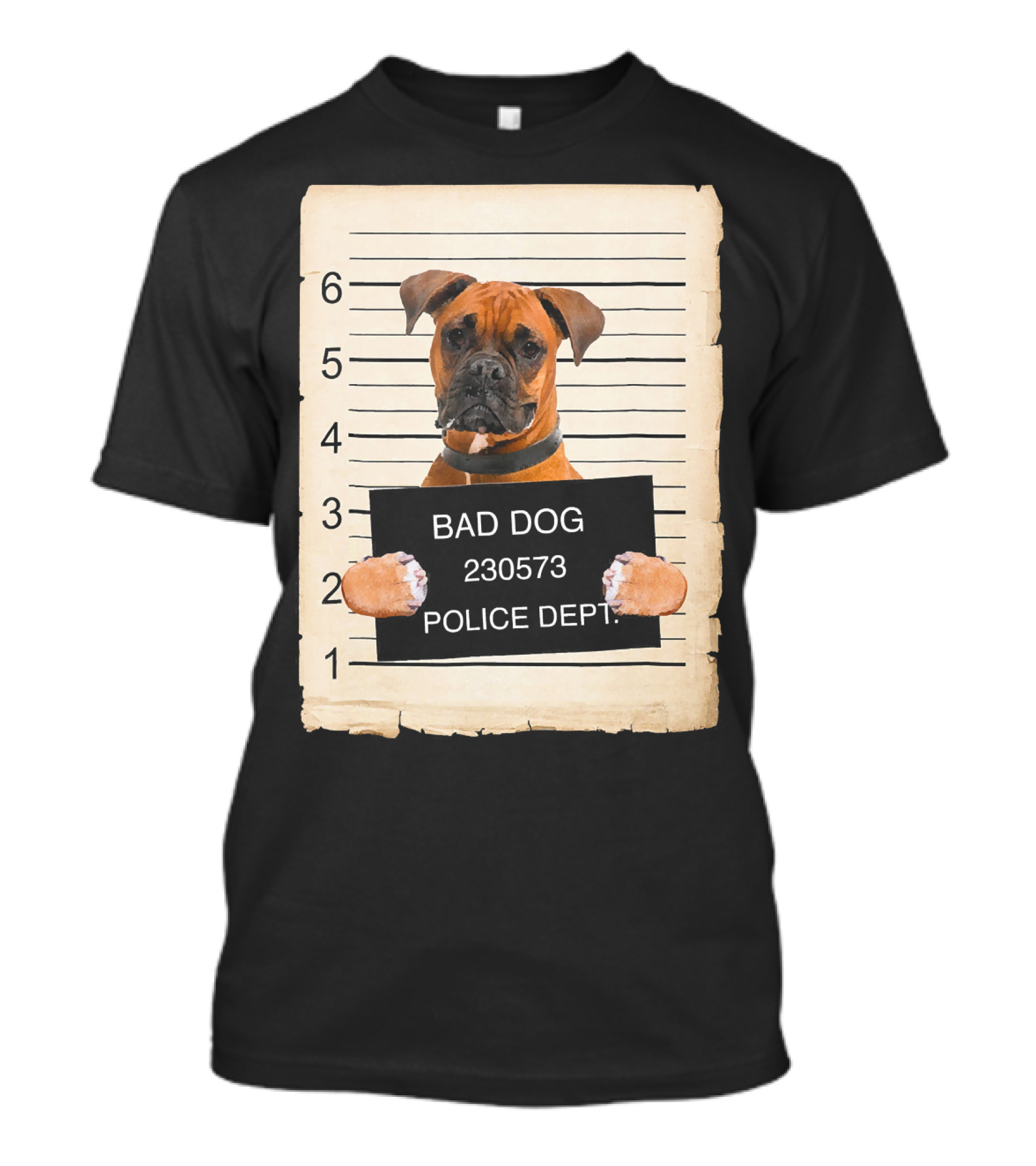 Bad Dog Boxer Police Dept Mugshot 230573 T-Shirt