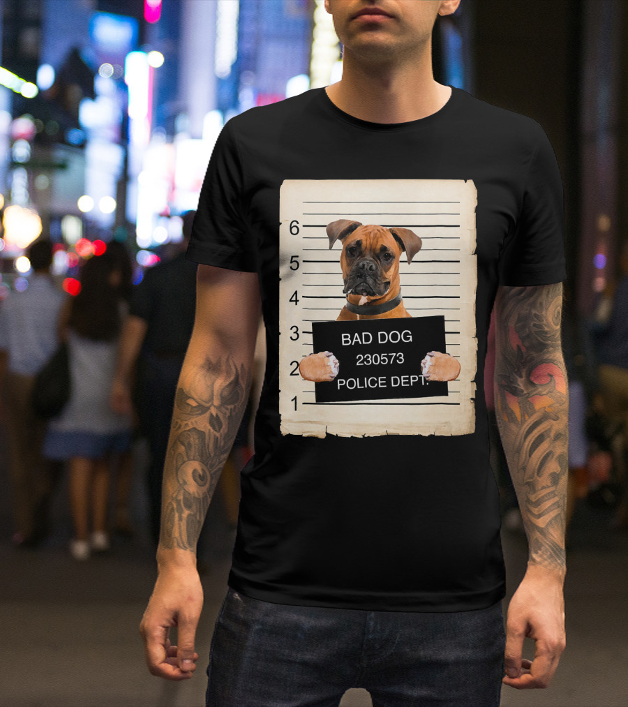 Bad Dog Boxer Police Dept Mugshot 230573 T-Shirt