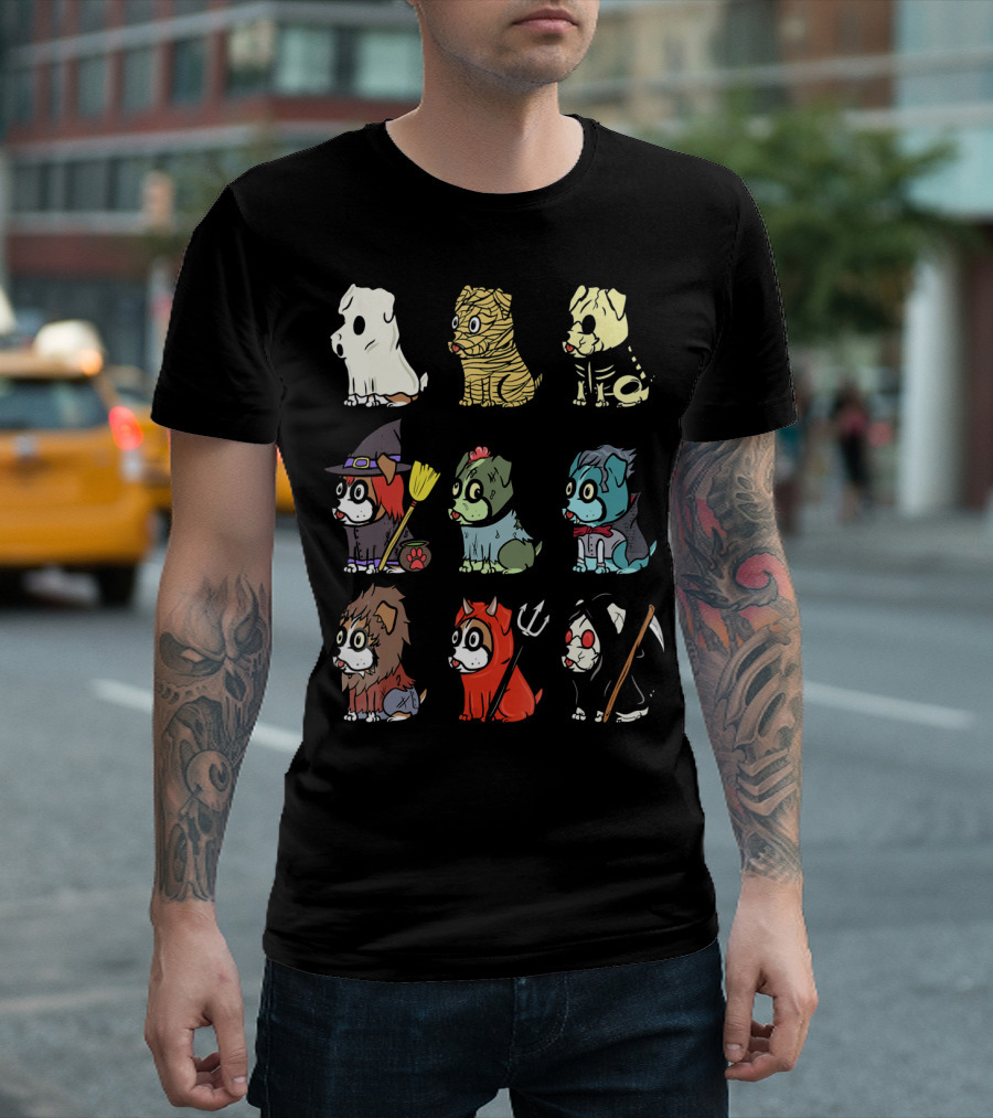 Boxer Dog Scary Ghost Mummy Skeleton Witch Zombie Monster Werewolf Devil Grim Reaper T-Shirt