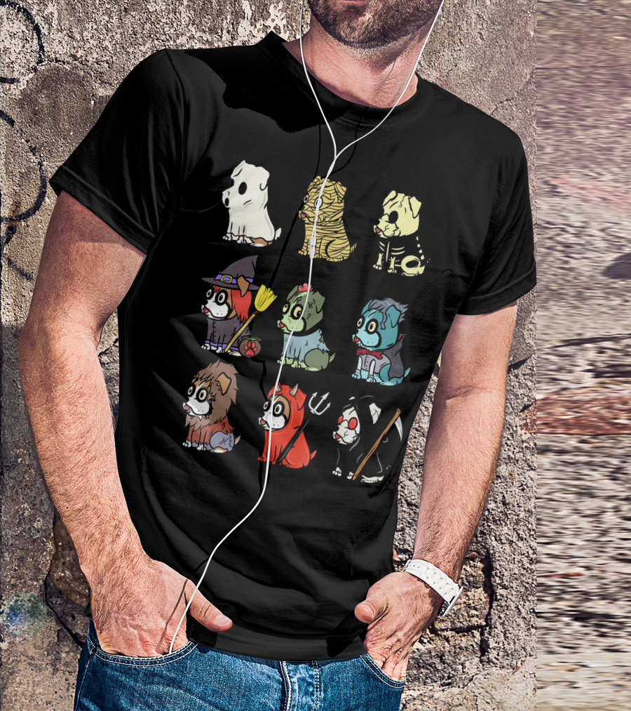 Boxer Dog Scary Ghost Mummy Skeleton Witch Zombie Monster Werewolf Devil Grim Reaper T-Shirt
